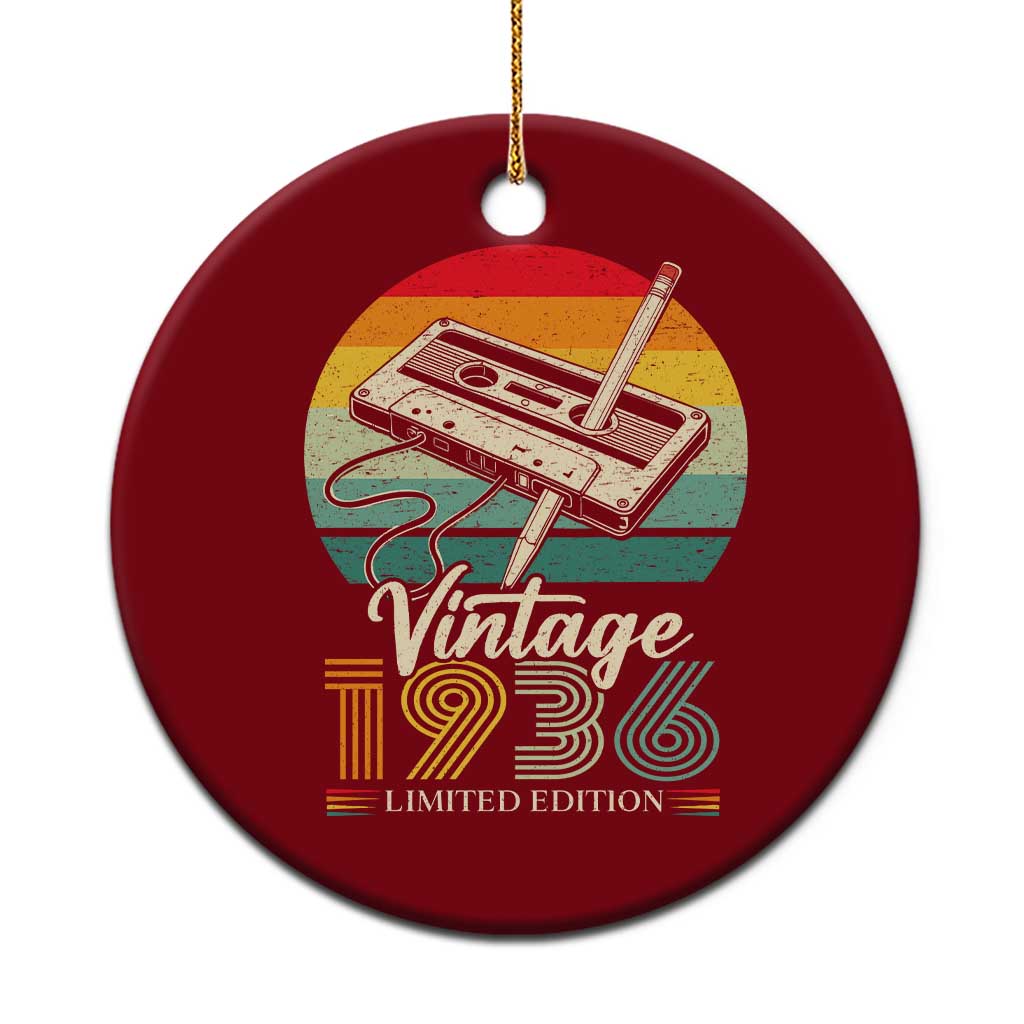 Vintage 1936 Ceramic Ornament 90th Birthday Turning 90 Year Old Gifts TS10 1pc Red Print Your Wear