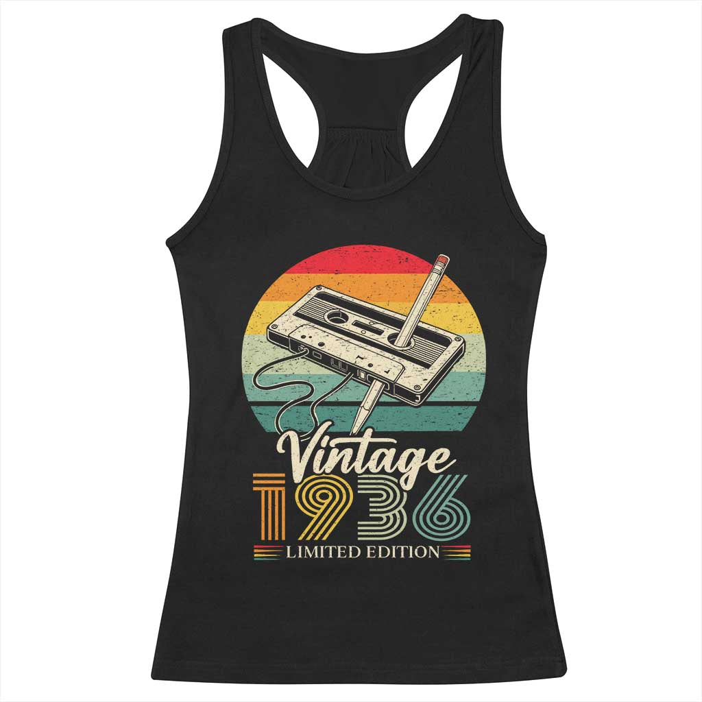 Vintage 1936 Racerback Tank Top 90th Birthday Turning 90 Year Old Gifts TS10 Black Print Your Wear
