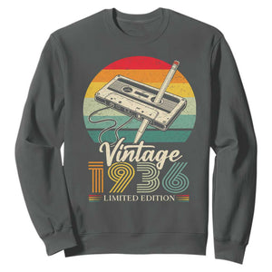 Vintage 1936 Sweatshirt 90th Birthday Turning 90 Year Old Gifts TS10 Dark Heather Print Your Wear