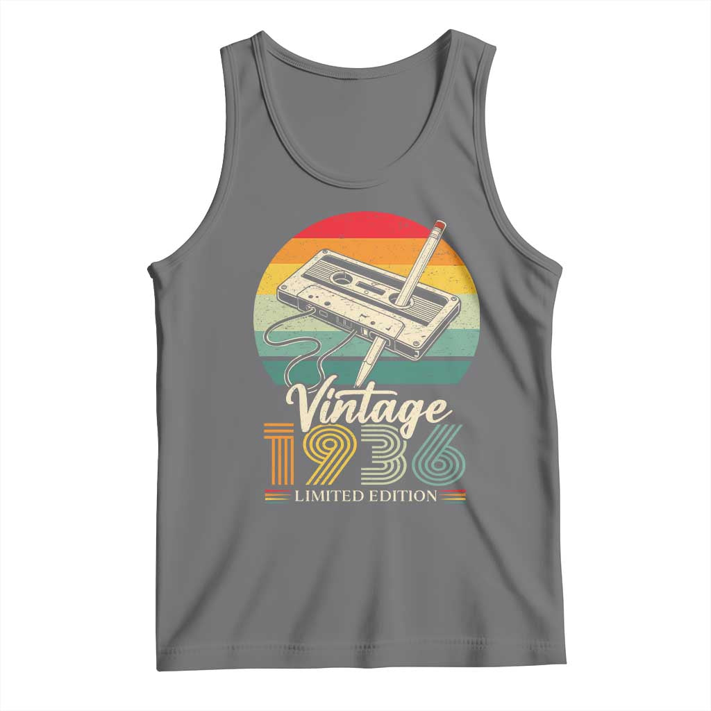 Vintage 1936 Tank Top 90th Birthday Turning 90 Year Old Gifts TS10 Black Heather Print Your Wear