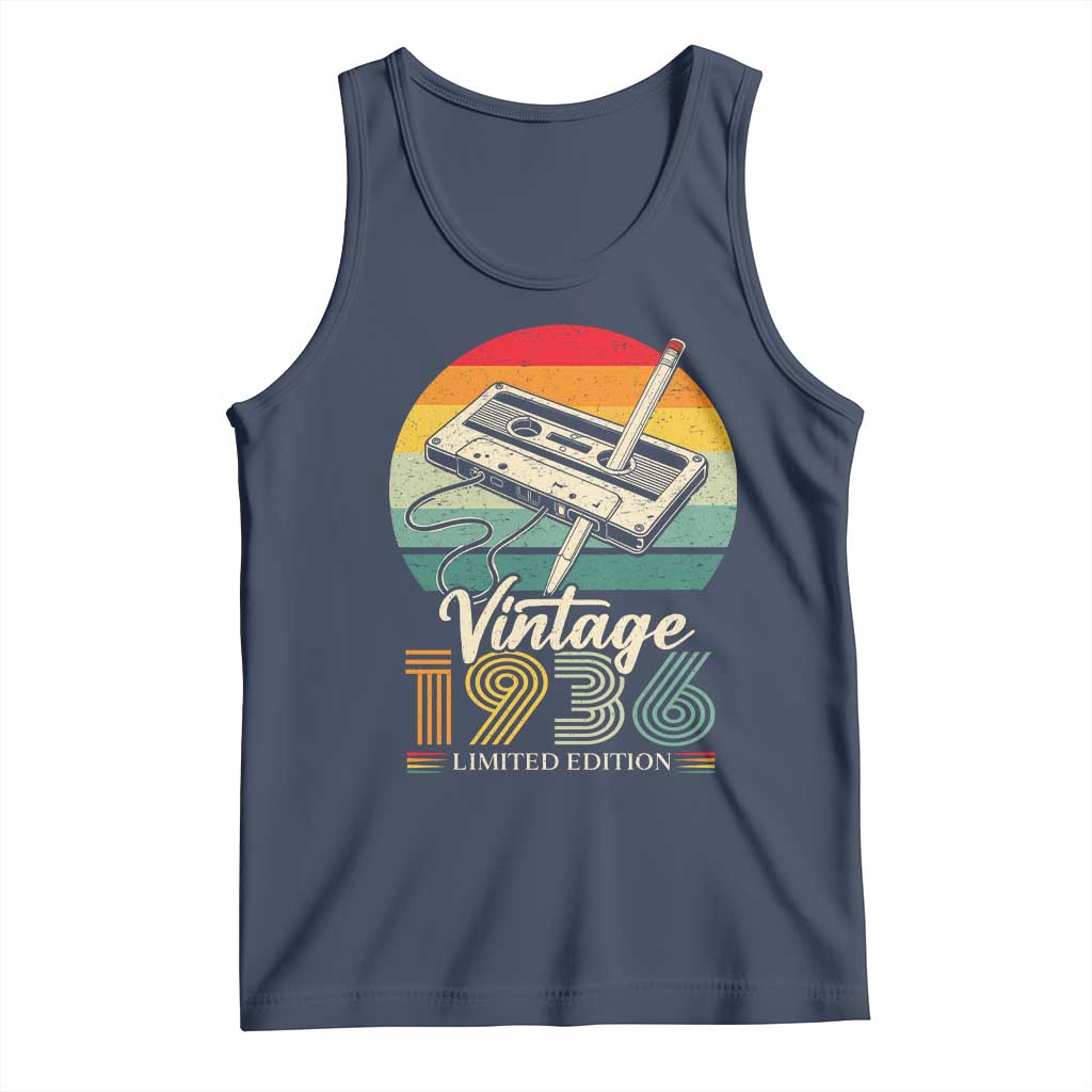 Vintage 1936 Tank Top 90th Birthday Turning 90 Year Old Gifts TS10 Navy Print Your Wear
