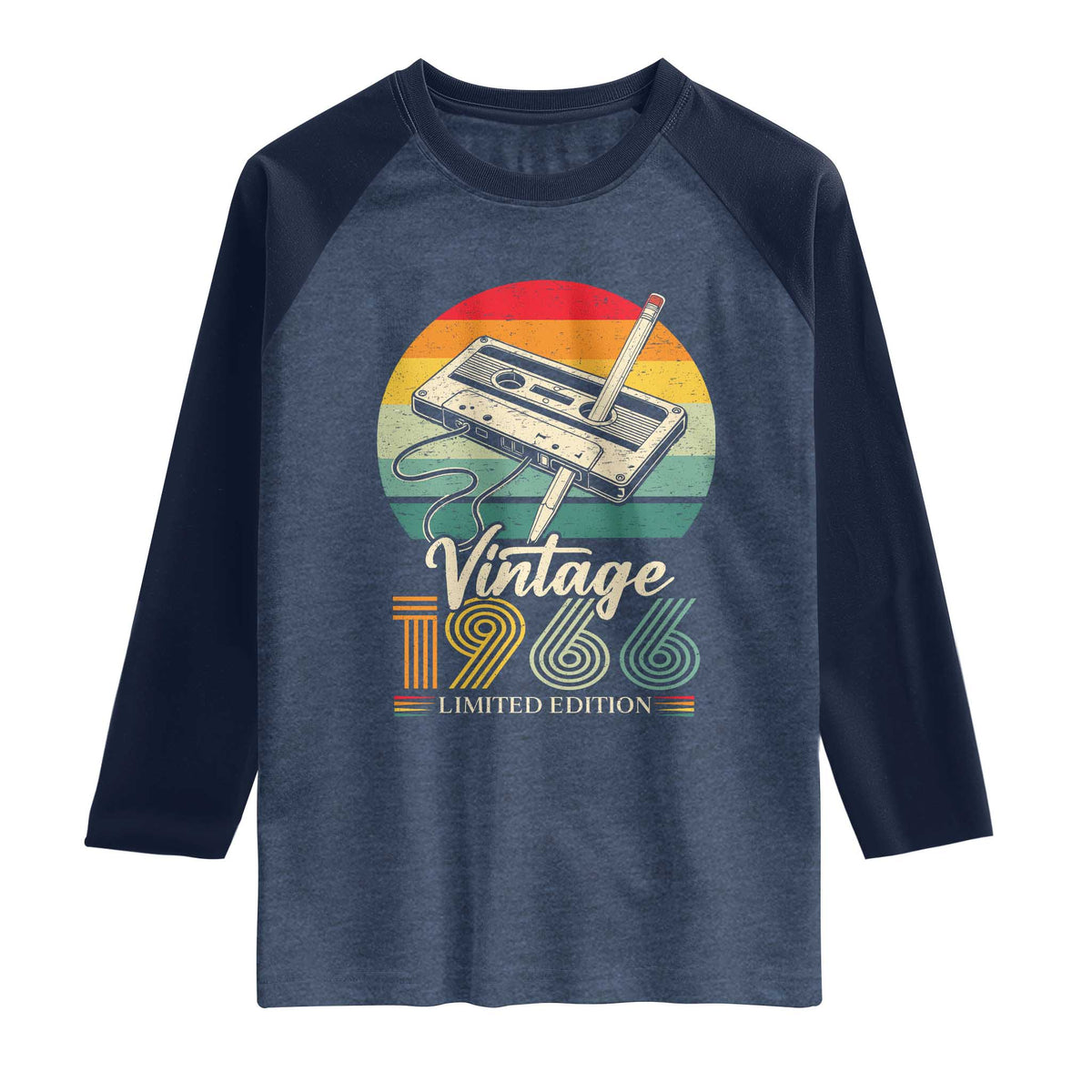 Vintage 1966 Raglan Shirt 60th Birthday Turning 60 Year Old Gifts TS10 Heather Denim Navy Print Your Wear