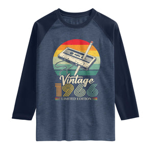 Vintage 1966 Raglan Shirt 60th Birthday Turning 60 Year Old Gifts TS10 Heather Denim Navy Print Your Wear