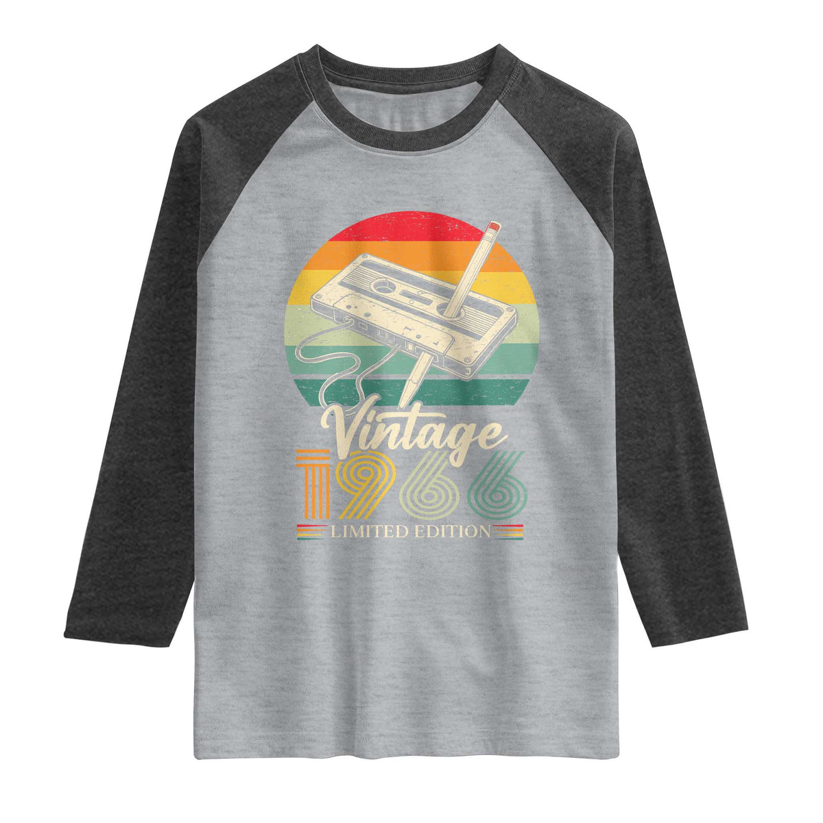Vintage 1966 Raglan Shirt 60th Birthday Turning 60 Year Old Gifts TS10 Heather Gray Heather Charcoal Print Your Wear