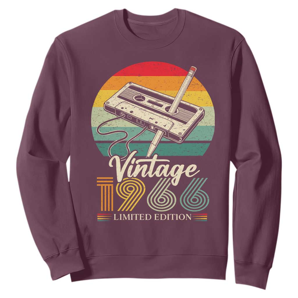 Vintage 1966 Sweatshirt 60th Birthday Turning 60 Year Old Gifts TS10 Maroon Print Your Wear