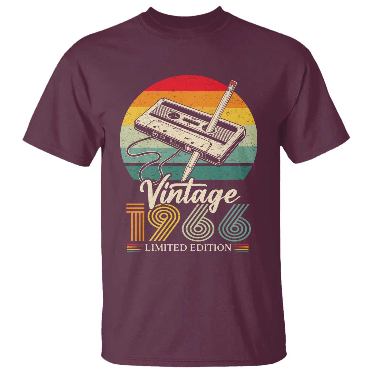 Vintage 1966 T Shirt 60th Birthday Turning 60 Year Old Gifts TS10 Maroon Print Your Wear