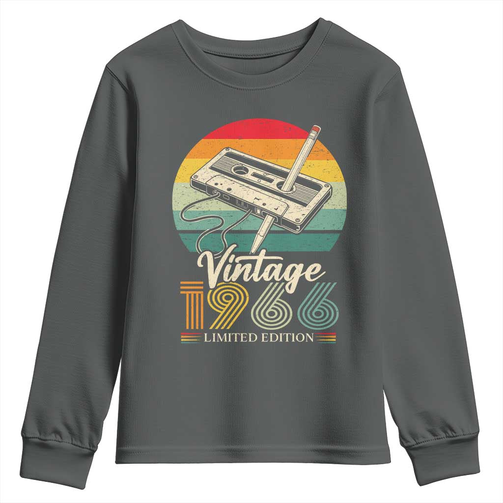 Vintage 1966 Youth Sweatshirt 60th Birthday Turning 60 Year Old Gifts TS10 Dark Heather Print Your Wear