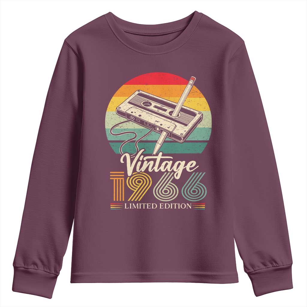 Vintage 1966 Youth Sweatshirt 60th Birthday Turning 60 Year Old Gifts TS10 Maroon Print Your Wear