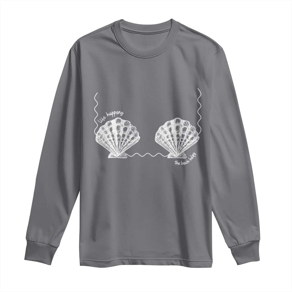 Seashell Bra Long Sleeve Shirt Mermaid Cute Summer Beach Vacation TS10 Charcoal Print Your Wear