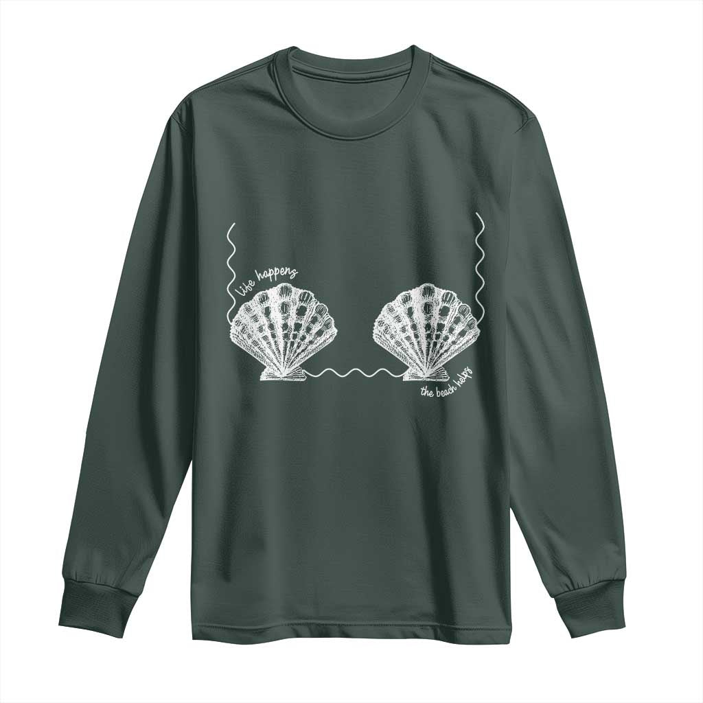 Seashell Bra Long Sleeve Shirt Mermaid Cute Summer Beach Vacation TS10 Dark Forest Green Print Your Wear