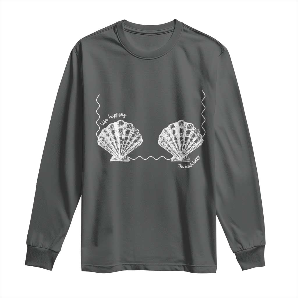Seashell Bra Long Sleeve Shirt Mermaid Cute Summer Beach Vacation TS10 Dark Heather Print Your Wear