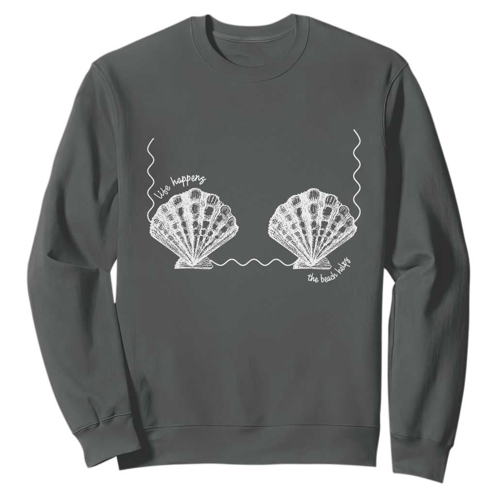 Seashell Bra Sweatshirt Mermaid Cute Summer Beach Vacation TS10 Dark Heather Print Your Wear