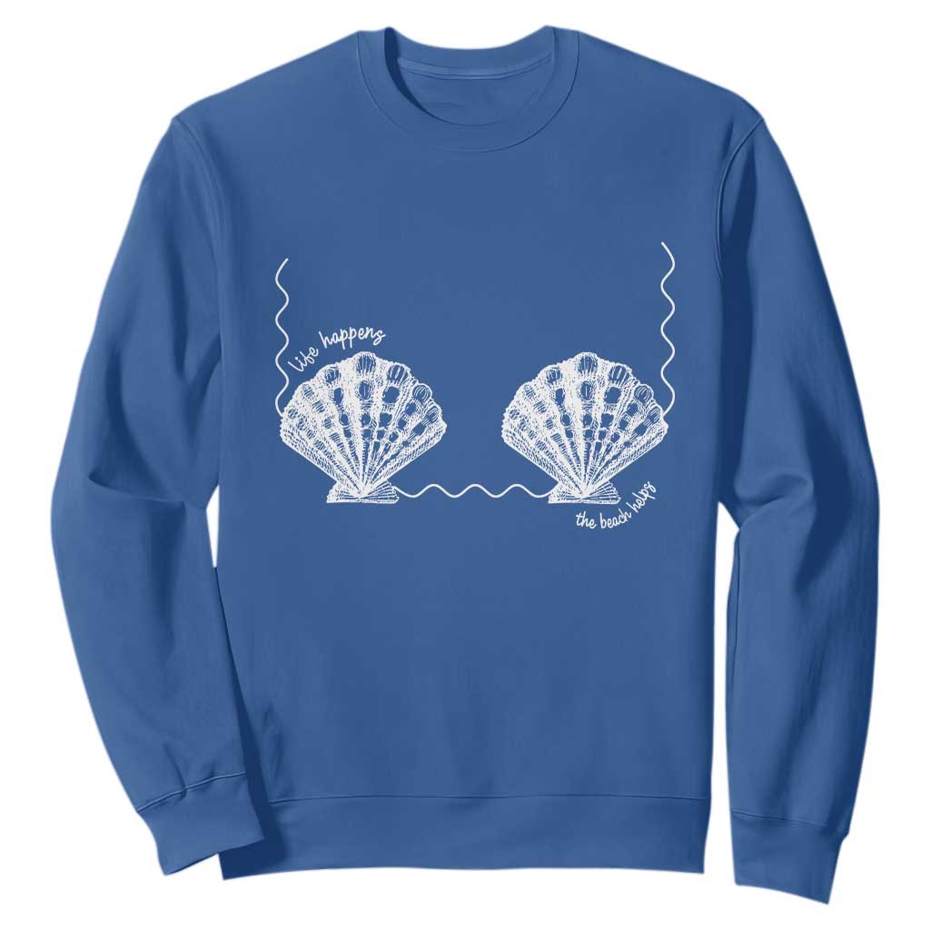 Seashell Bra Sweatshirt Mermaid Cute Summer Beach Vacation TS10 Royal Blue Print Your Wear