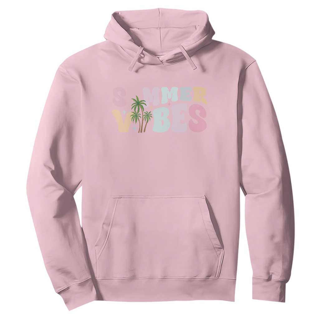 Summer Vibes Hoodie Beach Life Gift Distressed Beach Mom TS10 Light Pink Print Your Wear
