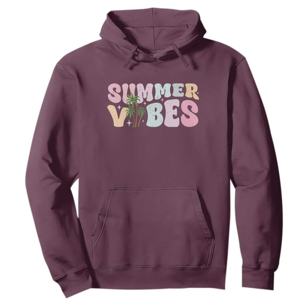 Summer Vibes Hoodie Beach Life Gift Distressed Beach Mom TS10 Maroon Print Your Wear