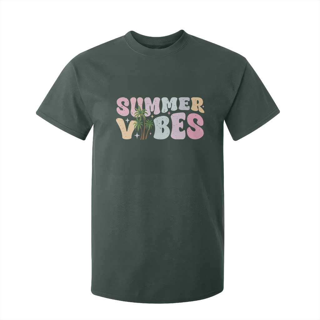 Summer Vibes T Shirt For Kid Beach Life Gift Distressed Beach Mom TS10 Dark Forest Green Print Your Wear
