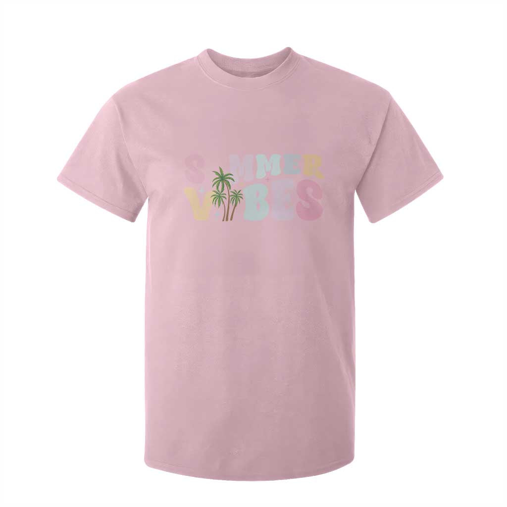 Summer Vibes T Shirt For Kid Beach Life Gift Distressed Beach Mom TS10 Light Pink Print Your Wear