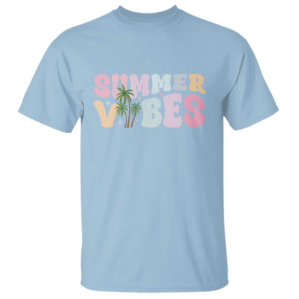 Summer Vibes T Shirt Beach Life Gift Distressed Beach Mom TS10 Light Blue Print Your Wear
