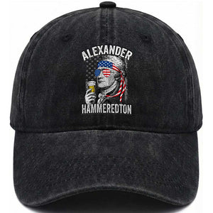 Funny Hamilton Drinking Washed Cotton Baseball Cap Alexander Hammeredton 4th of July Beer Merica Flag TS10 Washed Cap Universal Fit Black Print Your Wear