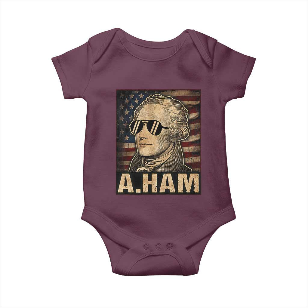 Alexander Hamilton Baby Onesie Vintage American Flag TS10 Maroon Print Your Wear