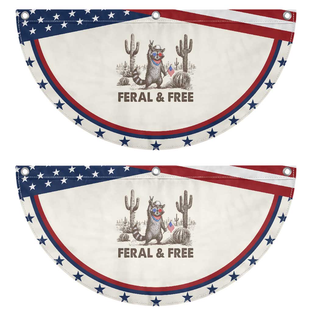 Feral & Free Raccoon Patriotic Fan Flag Funny 4th of July Cowboy Meme Retro Independence Day TS10 2pcs pack Classic Beige Print Your Wear