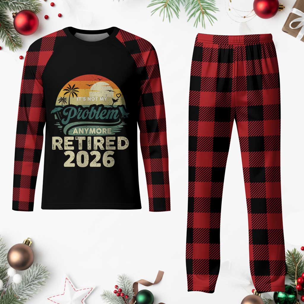 Retired 2026 Plaid Pajama Set Vintage Retro Retirement Not My Problem Anymore TS10 Buffalo Plaid Print Your Wear