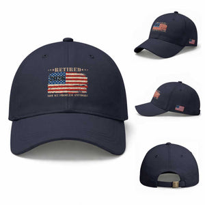 Retirement 2026 Baseball Cap Vintage Retired Not My Problem Anymore American Flag TS10 Baseball Cap Universal Fit Navy Print Your Wear