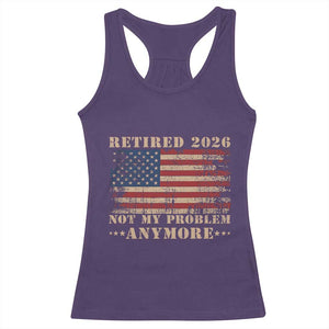 Vintage Retirement 2026 Racerback Tank Top Retired Not My Problem Anymore Retro American Flag TS10 Purple Print Your Wear