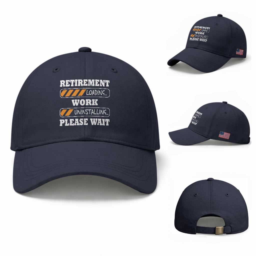 Retirement Loading Baseball Cap Work Uninstalling Soon To Be Retired Retiring TS10 Baseball Cap Universal Fit Navy Print Your Wear