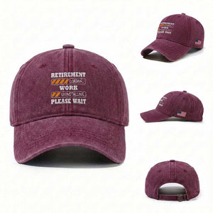 Retirement Loading Washed Cotton Baseball Cap Work Uninstalling Soon To Be Retired Retiring TS10 Washed Cap Universal Fit Burgundy Print Your Wear