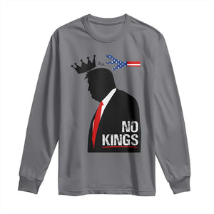 No Kings Long Sleeve Shirt Funny Resist Meme TS10 Charcoal Print Your Wear