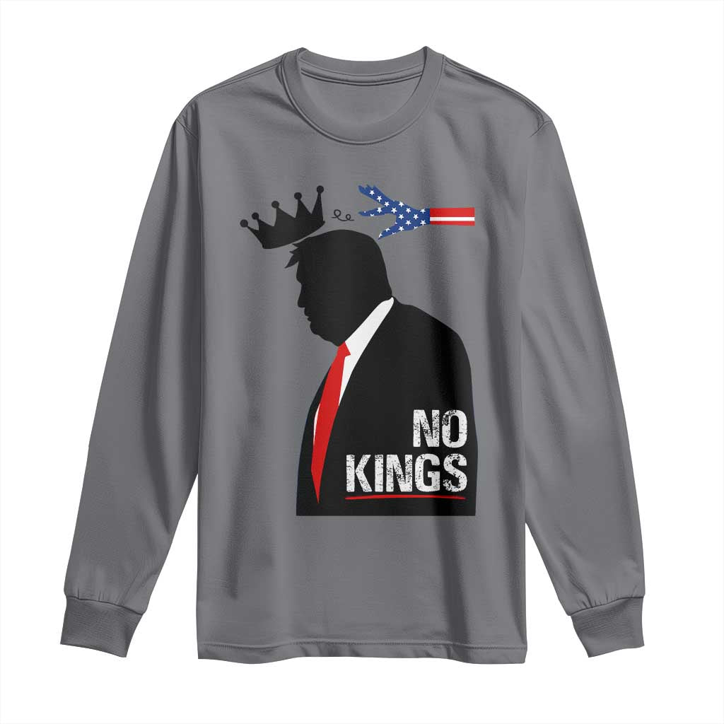 No Kings Long Sleeve Shirt Funny Resist Meme TS10 Charcoal Print Your Wear