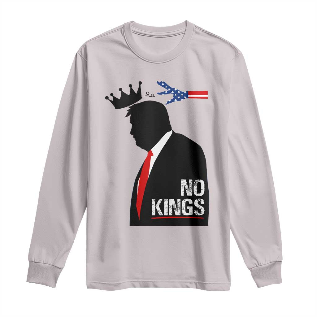 No Kings Long Sleeve Shirt Funny Resist Meme TS10 Ice Gray Print Your Wear