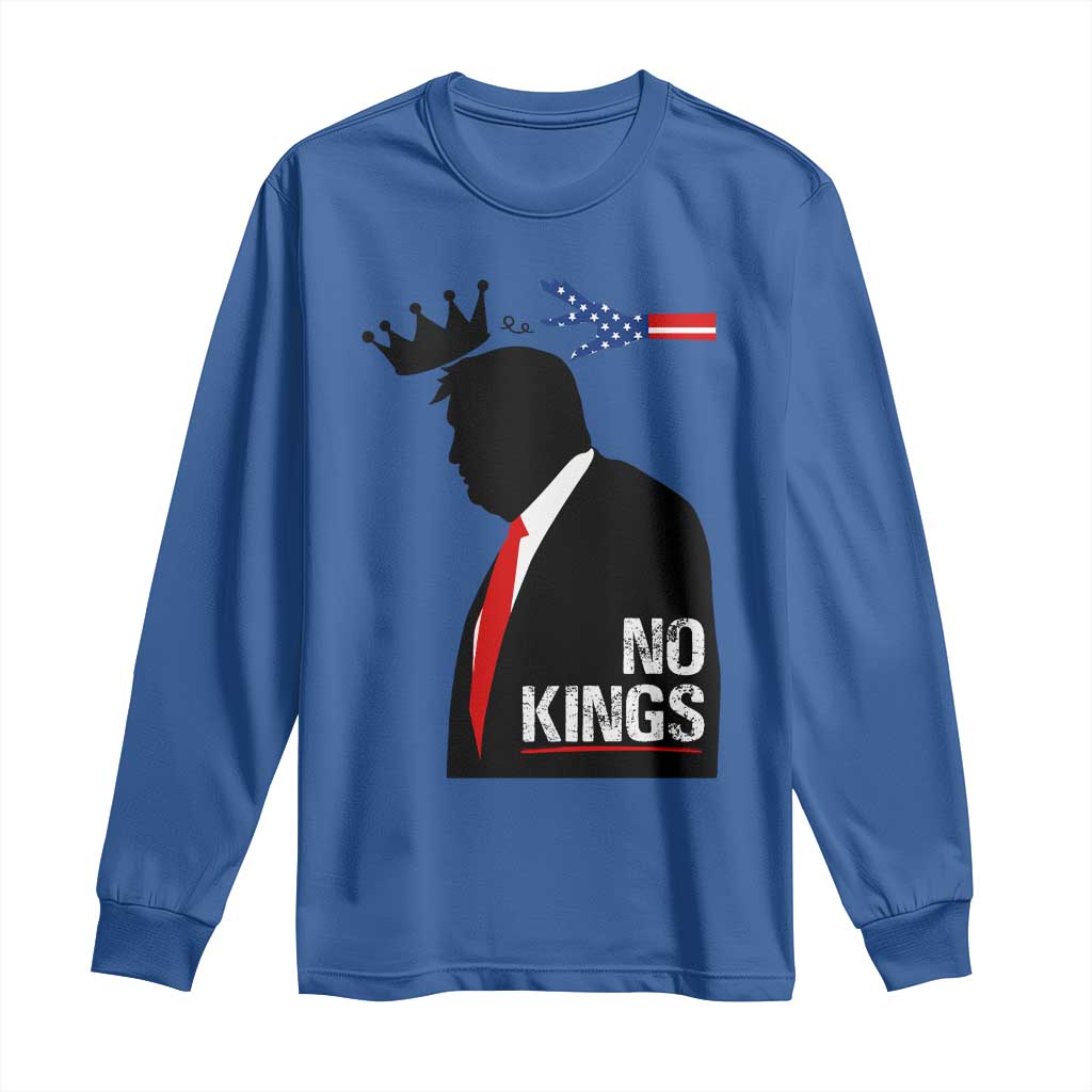 No Kings Long Sleeve Shirt Funny Resist Meme TS10 Royal Blue Print Your Wear