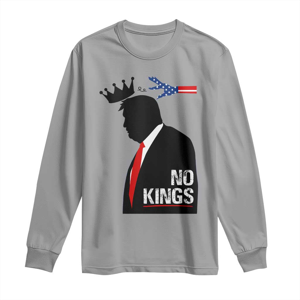 No Kings Long Sleeve Shirt Funny Resist Meme TS10 Sport Gray Print Your Wear