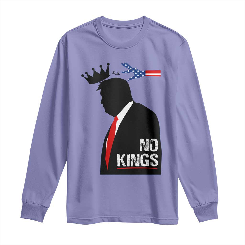 No Kings Long Sleeve Shirt Funny Resist Meme TS10 Violet Print Your Wear