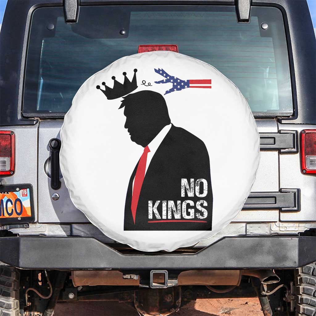 No Kings Spare Tire Cover Funny Resist Meme TS10 No hole White Print Your Wear