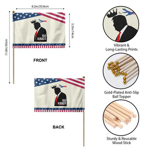 No Kings Patriotic Handheld Flag Funny Resist Meme TS10 Print Your Wear