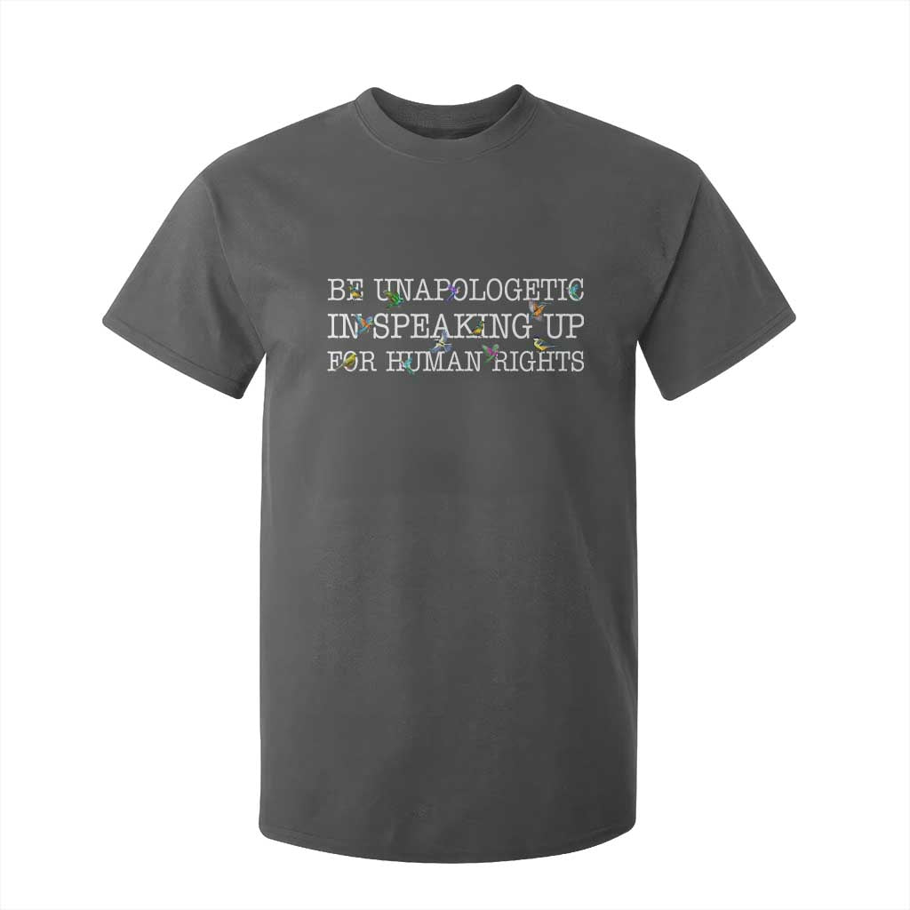 Unapologetic Speaking For Human Rights T Shirt For Kid Positive Message Protest Bird Diversity TS10 Dark Heather Print Your Wear