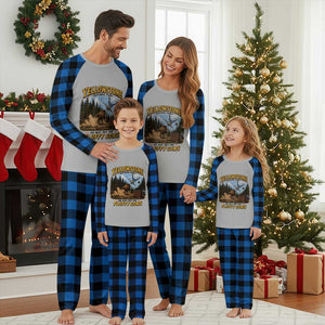 Yellowstone National Park Do Not Pet The Fluffy Cows Bison Plaid Pajama Set TS10 Blue Plaid Print Your Wear