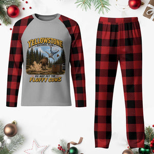 Yellowstone National Park Do Not Pet The Fluffy Cows Bison Plaid Pajama Set TS10 Buffalo Plaid Print Your Wear