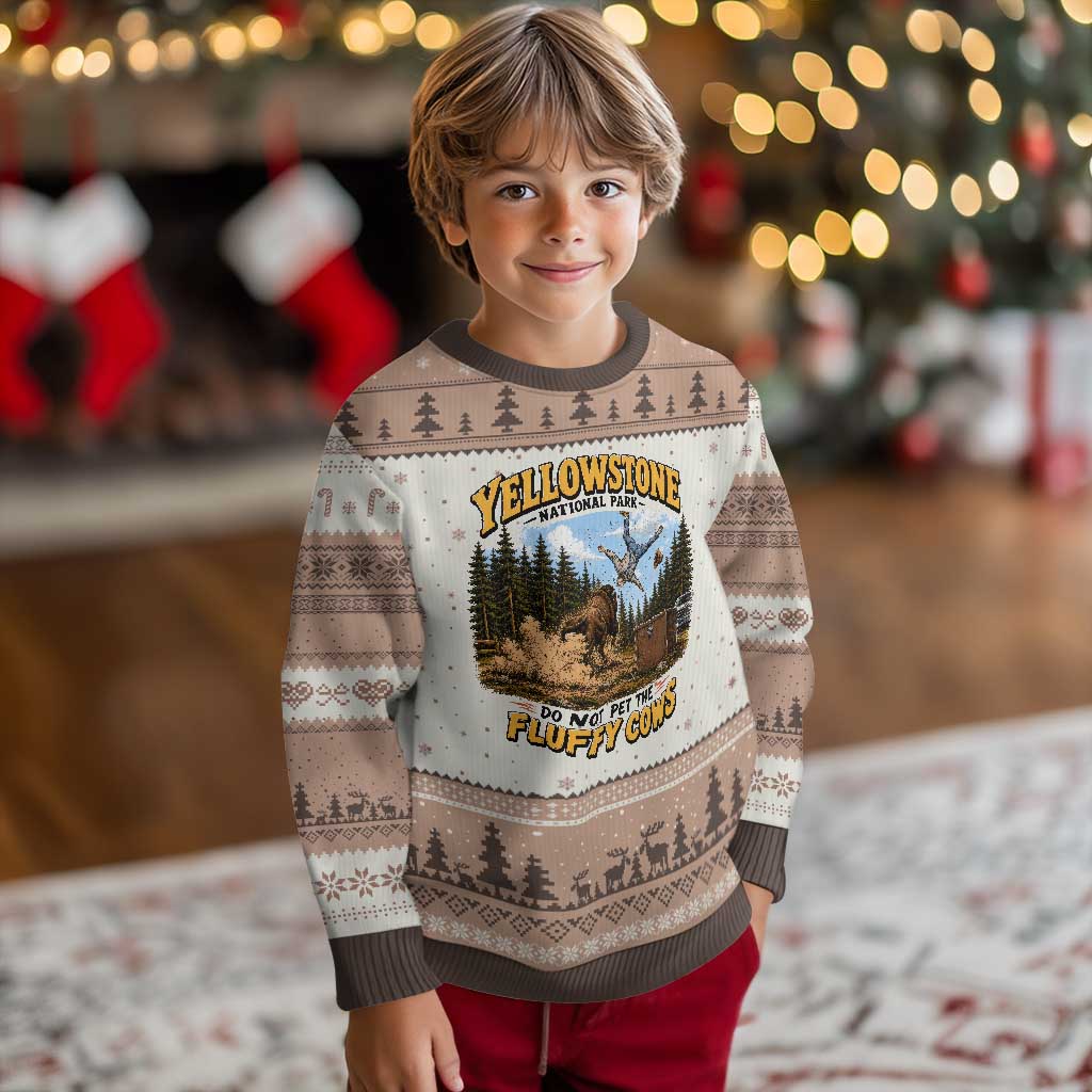 Yellowstone National Park Do Not Pet The Fluffy Cows Bison Ugly Christmas Sweater TS10 Mocha Mousse Print Your Wear
