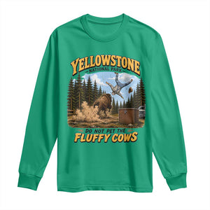 Yellowstone National Park Do Not Pet The Fluffy Cows Bison Long Sleeve Shirt TS10 Irish Green Print Your Wear