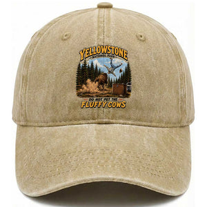 Yellowstone National Park Do Not Pet The Fluffy Cows Bison Washed Cotton Baseball Cap TS10 Print Your Wear