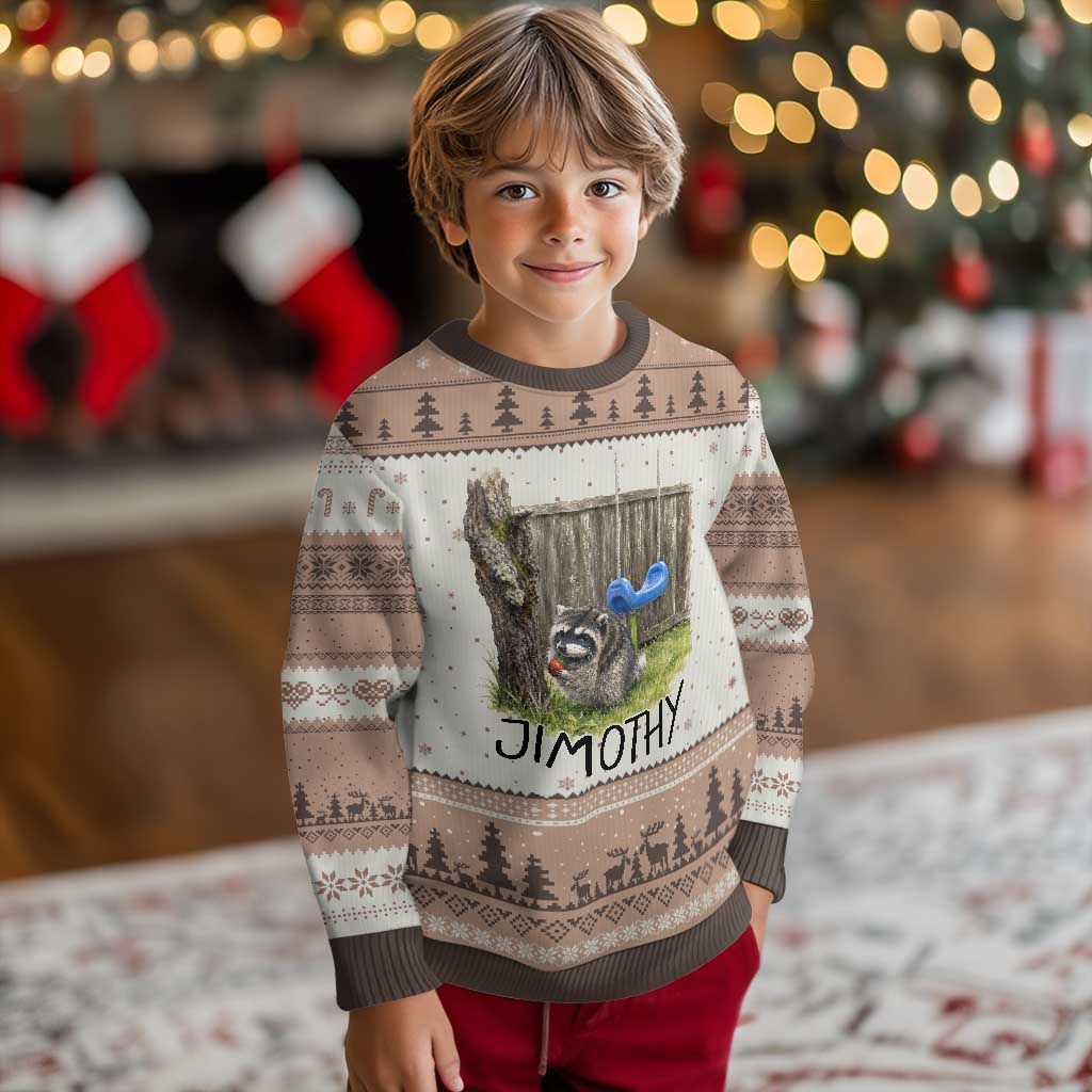 Jimothy Raccoon Ugly Christmas Sweater Cute Seattle Trash Panda Viral Meme TS10 Mocha Mousse Print Your Wear