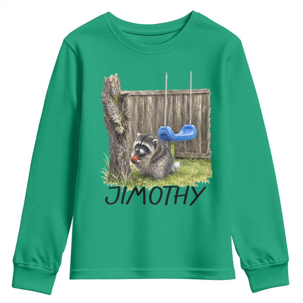 Jimothy Raccoon Youth Sweatshirt Cute Seattle Trash Panda Viral Meme TS10 Irish Green Print Your Wear