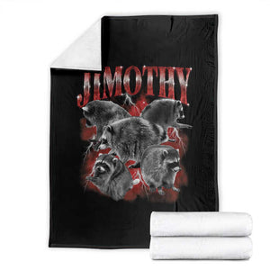 Jimothy Raccoon Throw Blanket Vintage 90s Bootleg Rap Style Funny Meme TS10 Black Print Your Wear