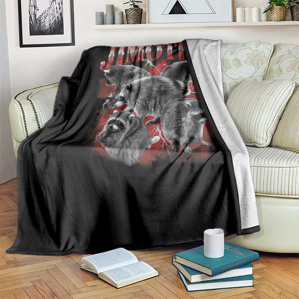 Jimothy Raccoon Throw Blanket Vintage 90s Bootleg Rap Style Funny Meme TS10 Print Your Wear