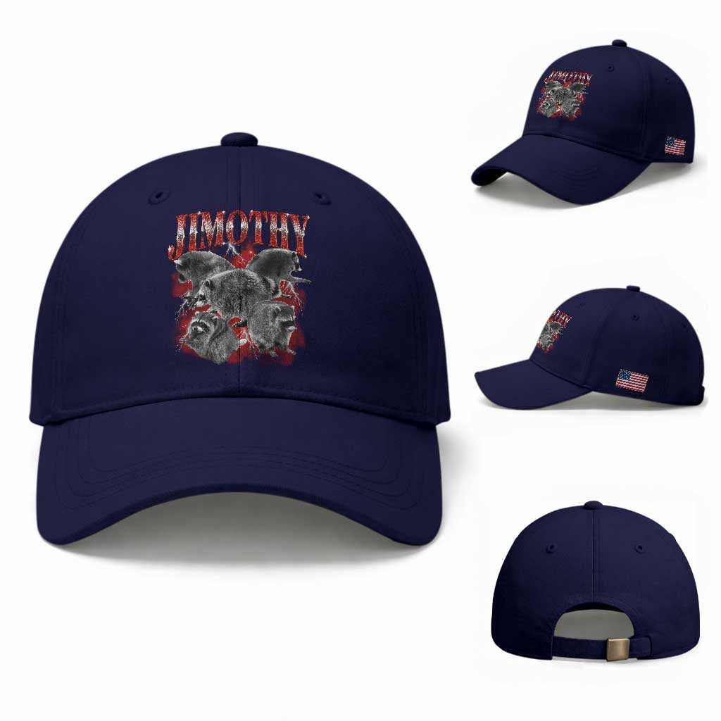 Jimothy Raccoon Baseball Cap Vintage 90s Bootleg Rap Style Funny Meme TS10 Baseball Cap Universal Fit Dark Blue Print Your Wear