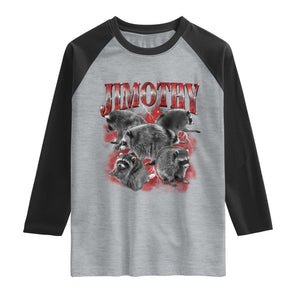 Jimothy Raccoon Raglan Shirt Vintage 90s Bootleg Rap Style Funny Meme TS10 Heather Gray Black Print Your Wear